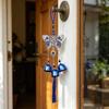 Clopoțel de vânt cu Ochi Răi Albastru pentru Exterior Fluture/Elefant/Copac/Soare/Mână Clopoțel Metalic Decorativ Ornament Suspendat pentru Casă Grădină Balcon