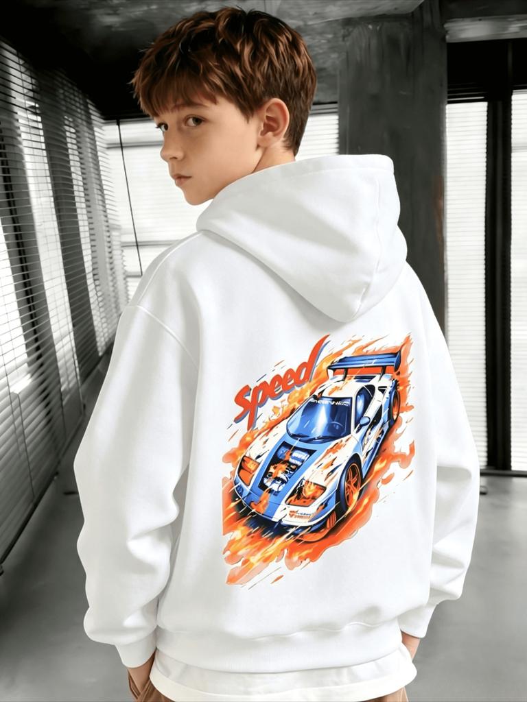 Children's Speed Flame Racing Printed Hoodie Sports Cool Sense of Children's Casual Long-sleeved Pullover