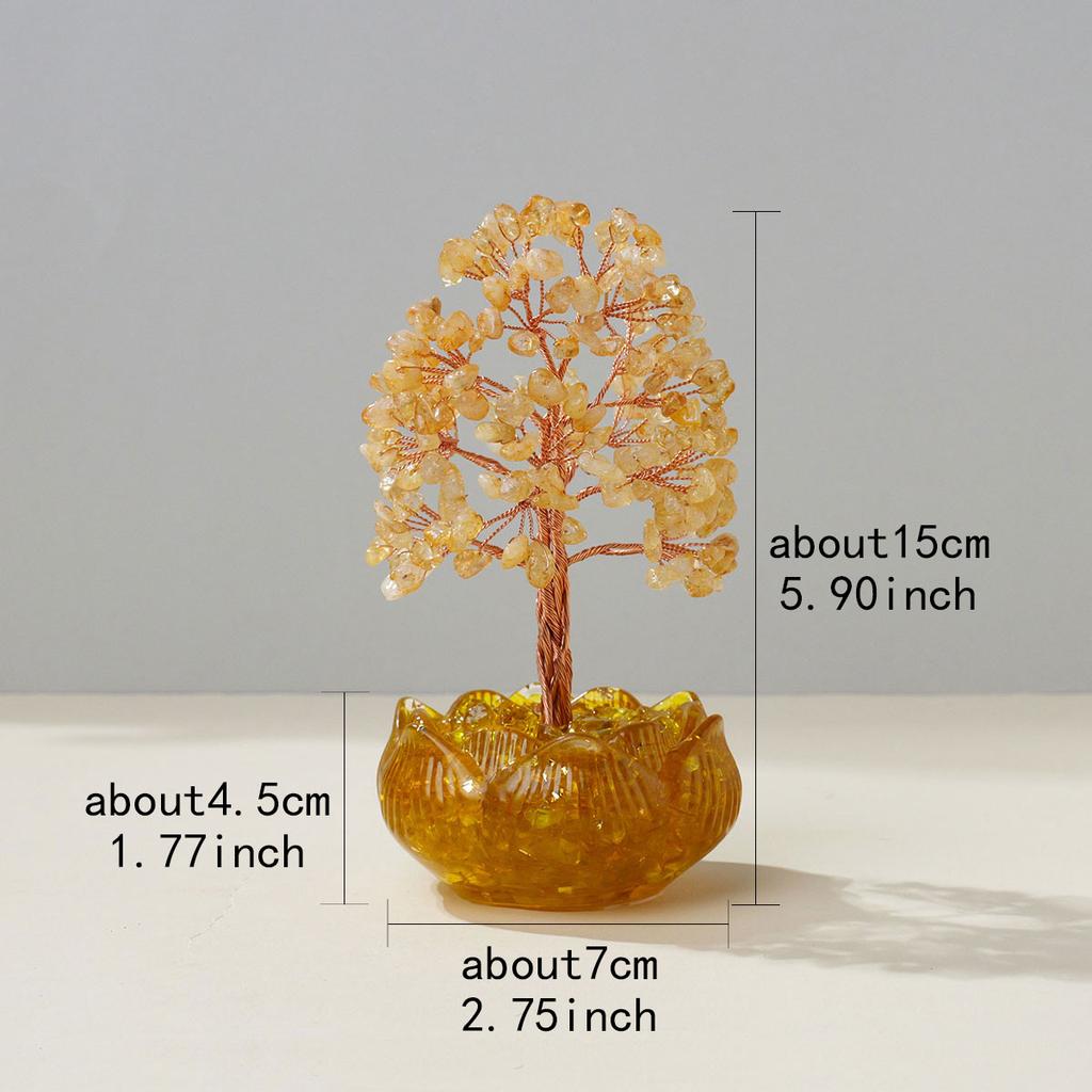 1 Stück Naturkristall Citrin Amethyst Baum Harz Lotusbasis Reiki Heimdeko Schlafzimmer Dekoration Halloween Weihnachtsgeschenk