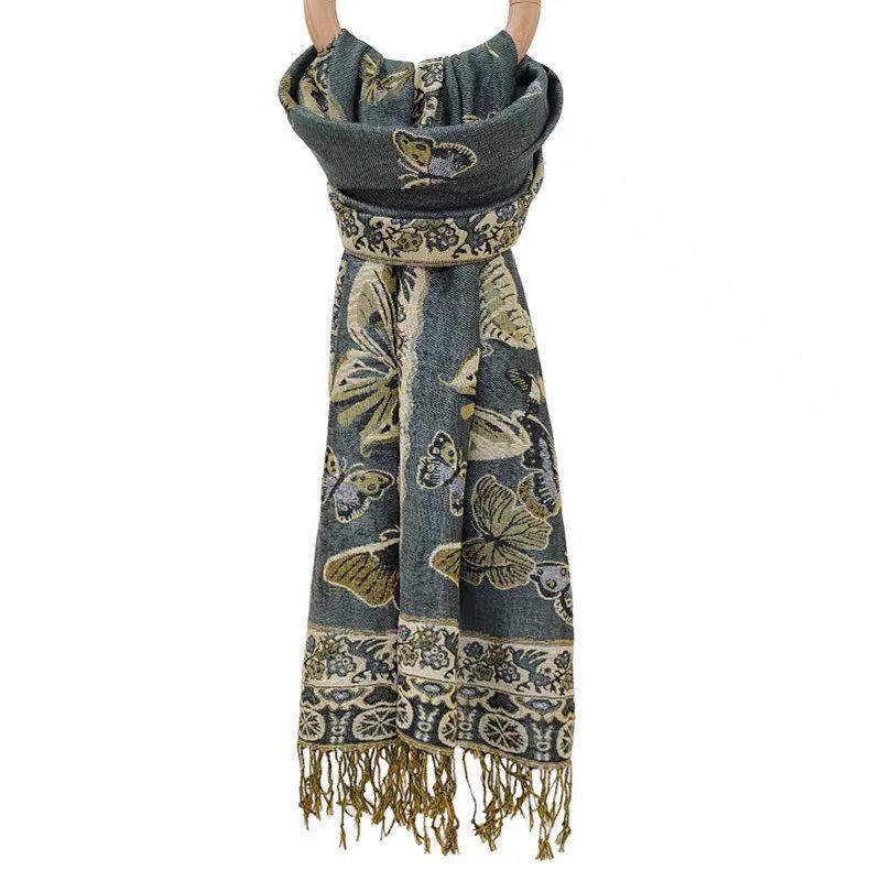 2024 Retro Ethnic Tassel Long Shawl Scarf for Women - Autumn/Winter Fashion Neck Warmer