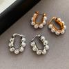 K Real Gold Electroplated U-shaped Unique Pearl Earrings Feminine High-end Temperament Atmospheric Large Circle Exquisite Earrings