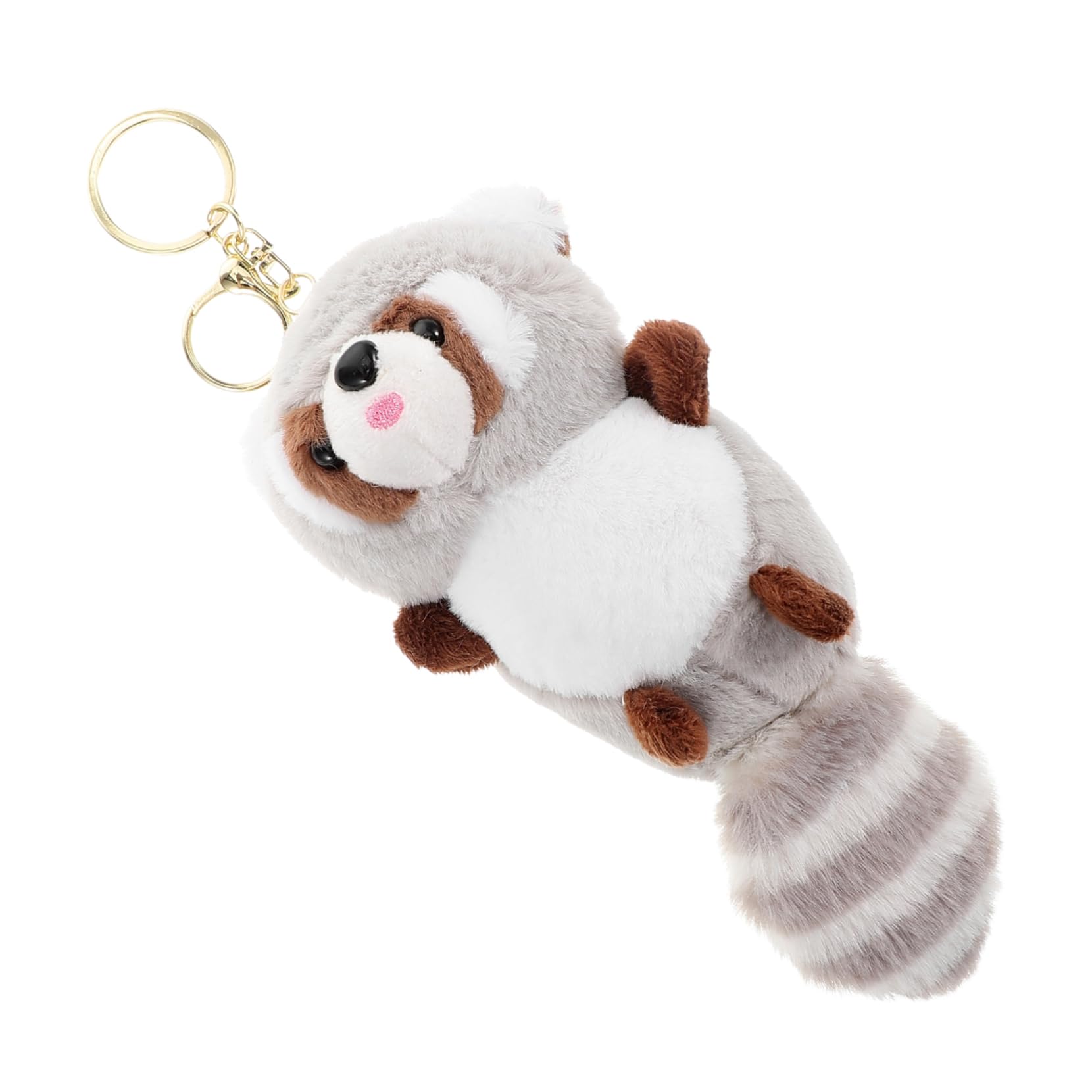 

[Abaodam] Mini Red Panda and Raccoon Plush Keychain Pendant, Gray PP Cotton, Bag Charm for Keys and Zippers, 18x7x6cm, Animal Party Gift