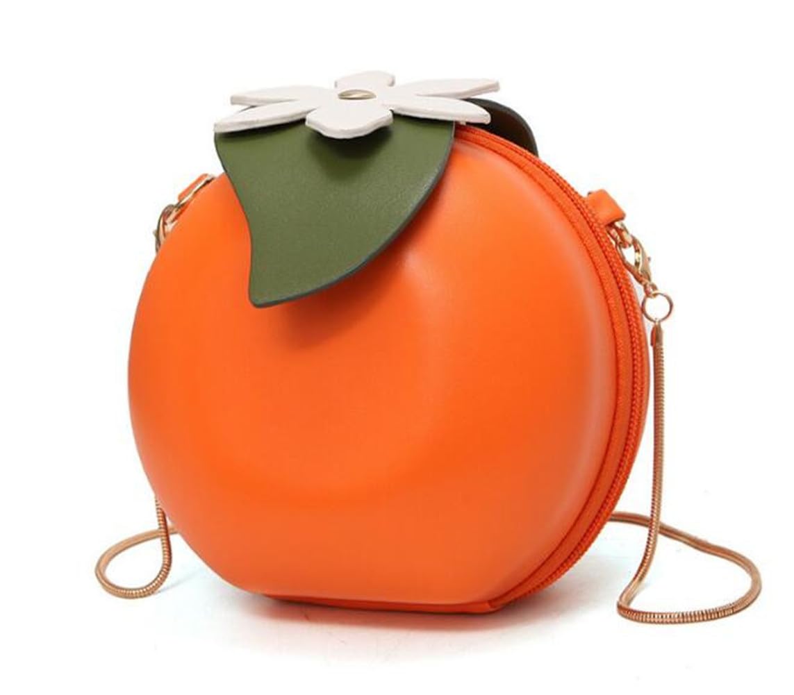 

Huimei Women s OrangeTangerine PU Leather Shoulder Bag with Chain Strap, Cute, Casual, and Stylish for School or Commuting