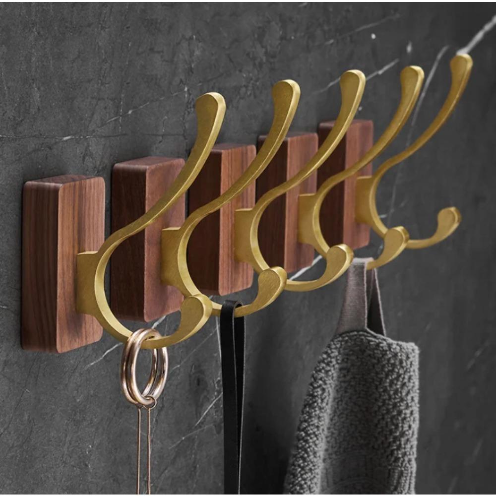 Black Walmut Single Robe Hook Wall Mounted Towel Hook Brushed Gold Painted Clothes Hook Bathroom Hardware