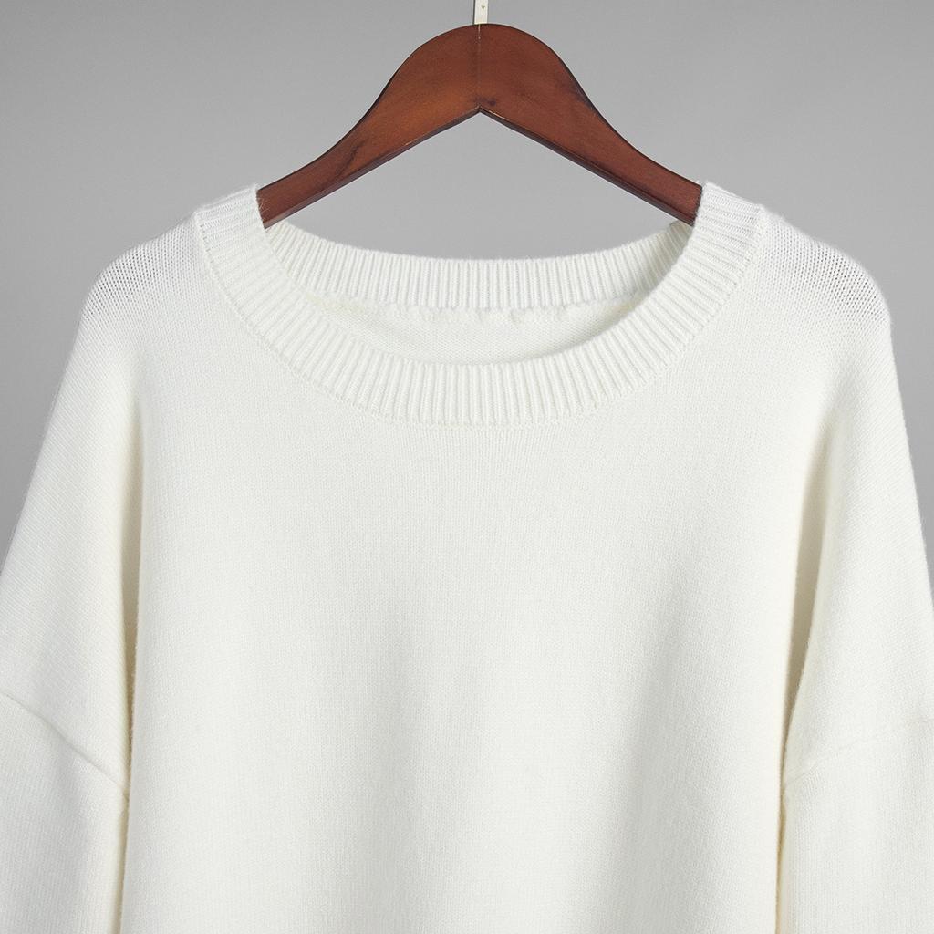 Women'S O-Neck Oversized Sweater Autumn Winter Thick Warm Loose Simple Solid Color Knitted Pullover Casual Jumper Top