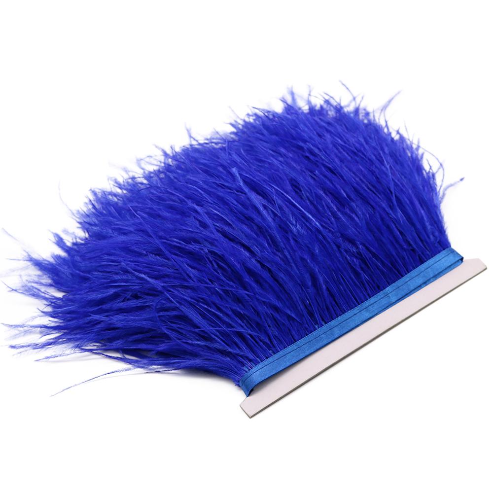 Feather1M Natural White Fluffy Ostrich Feather Trims for DIY Craft Wedding Decoration Colored Plume Ribbon Sewing dress Clothing 8-10cm