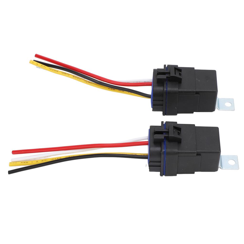 2PCS Automotive Relays with 12 AWG Tinned Copper Wires 40A Waterproof Heavy Duty Relay for Car Electrical Systems