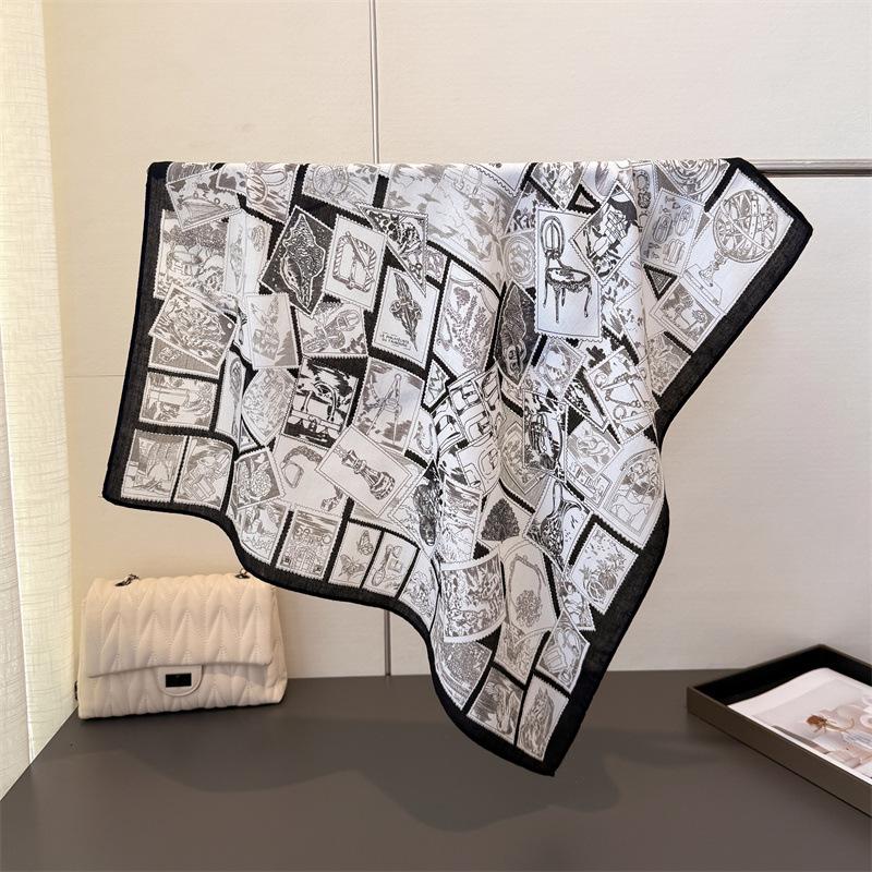 68X68Cm Square Silk Scarf Women Head Shawl Wrap Luxury Elegant Thin Hair Print Neck Scarves Hijab Bandana Pashmina Headscarf