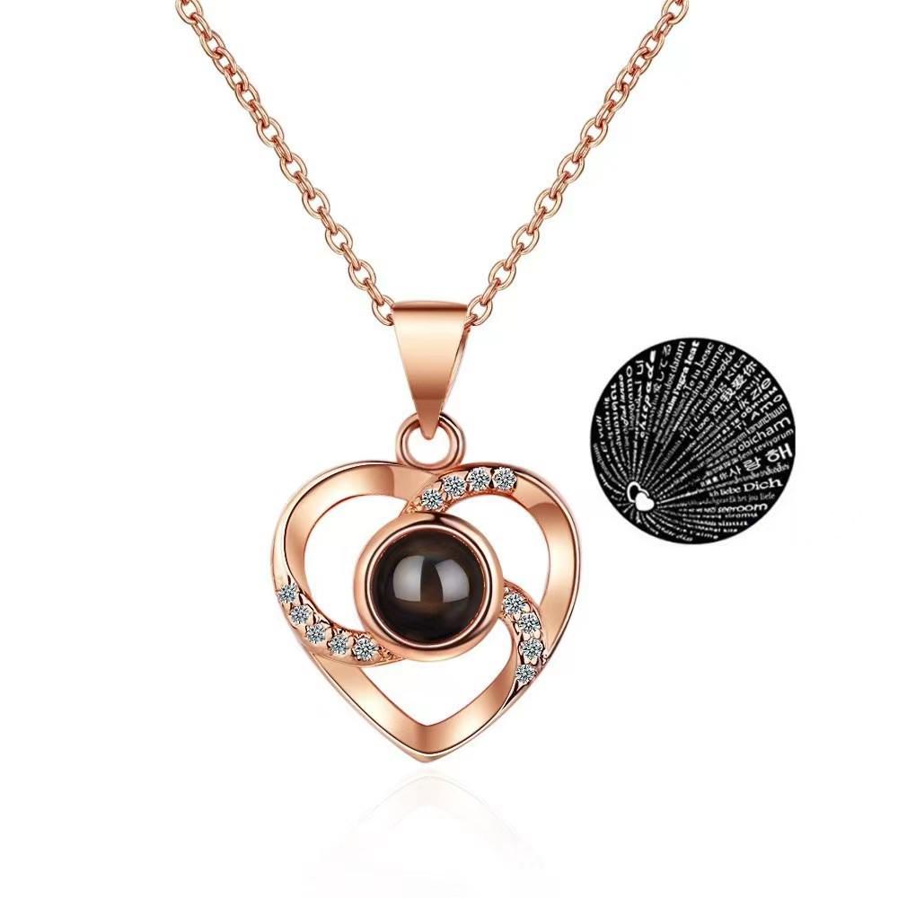 100 Languages 'I Love You' Heart Projection Necklace - Valentine's Day Gift