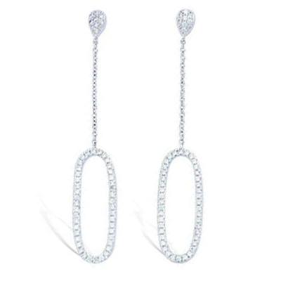 [L7670] - Silver 'Sissi' Earrings, Silver-white (rhodium-plated) - 60x10 Mm