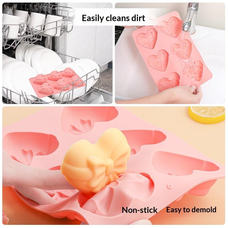 Heart Bow Silicone Mold for 3D Chocolate Cake Fondant Candy Sugar Craft Multi Use Baking Tool