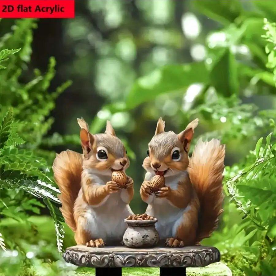 Classic Bohemian Style Squirrel Garden Logo, Animal Themed Outdoor Decoration, Suitable for Gardens, Lawns, Parks, Cemeteries