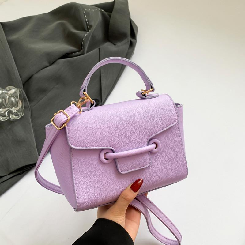 Pu Color Solid Crossbody Bag Women With Lock Closure Mobile Pocket Casual Use