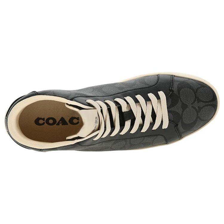 COACH Clip Canvas High top Stylish Skateboarding Shoes Men's Black G5385-CQBK