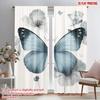 2pc,2D plane printing Light Filtering Curtains Blue Butterfly Bliss Durable Polyester (without rod) Holiday for Bedroom Office