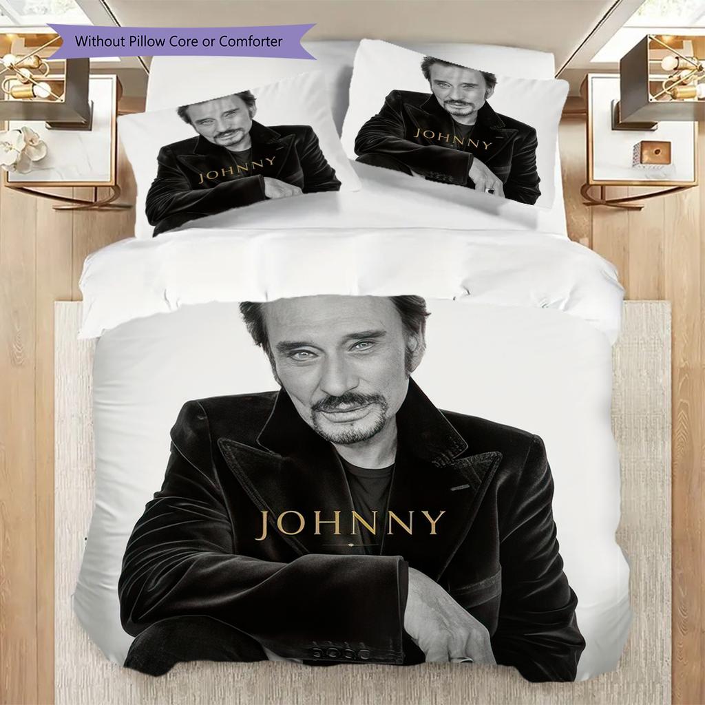Johnny Hallyday Retro Poster bedding, duvet cover, pillowcase, home decoration, birthday gift (1 * duvet cover+2 * pillowcase, coreless)