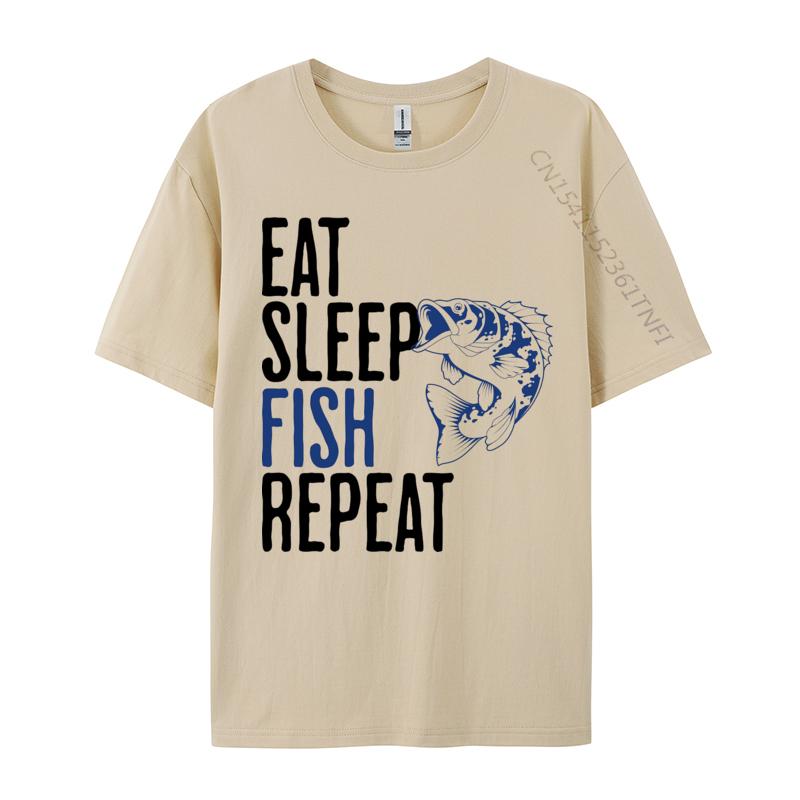 Eat Sleep Fish Repeat Tshirt Fashionable Men Tops T Shirt Rife T Shirts Graphic T Shirts 100 Cotton Black 3XL