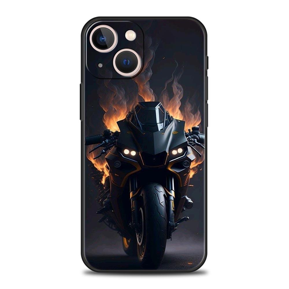 Moto Cross Motorcycle Sports Phone Case For iPhone 17 16 15 Pro Max 11 12 13 14 7 8 Plus SE 2020 X XR XS Cover Soft Black
