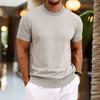 Maglietta da Uomo Estiva a Maniche Corte in Maglia Tinta Unita Vestibilità Slim Top Casual