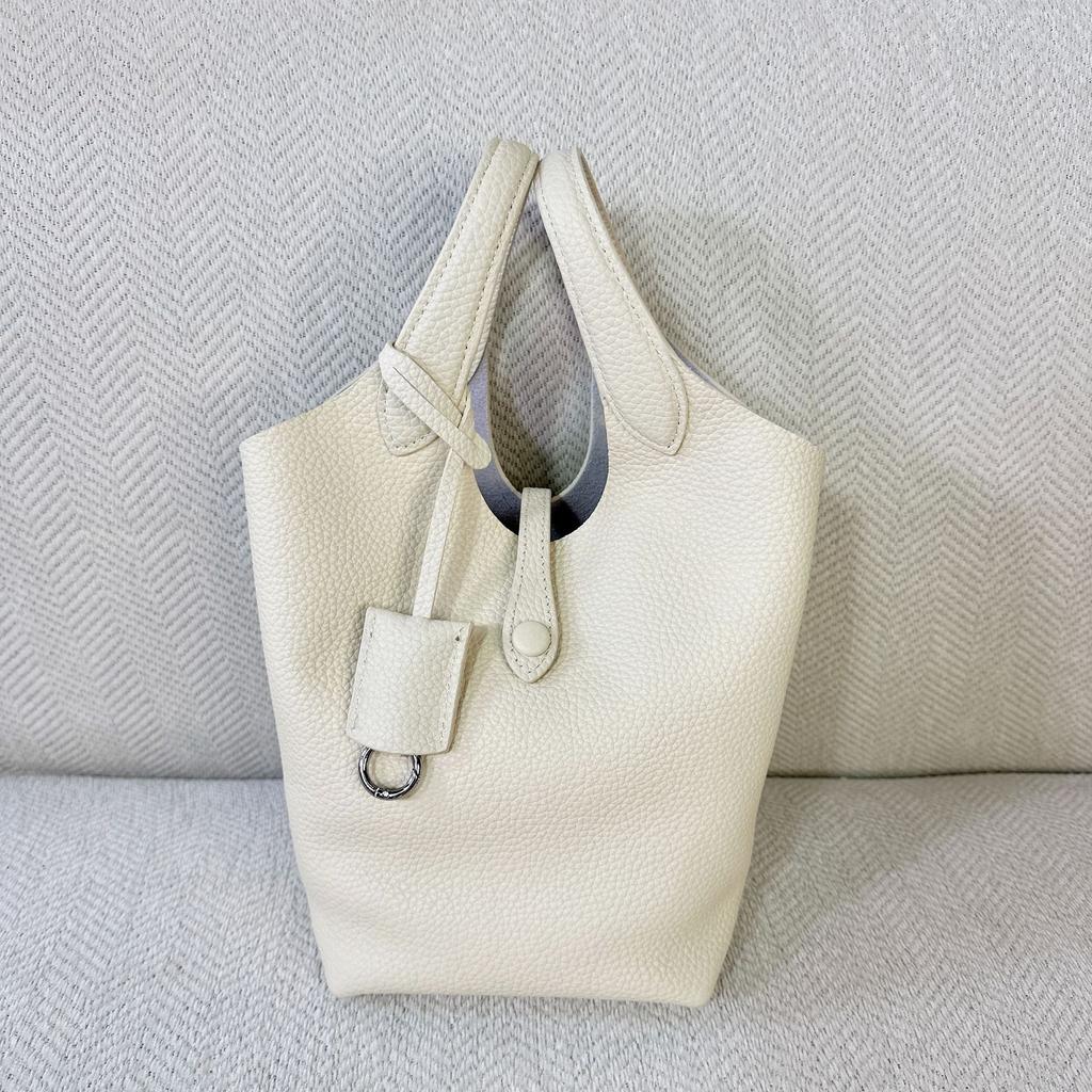 2025 Nou Strat superior TC Piele de vacă Geantă găleată cu apă Geantă cu coș de legume Capacitate mare Geantă de mână casual cu un singur umăr Geantă de mână pentru femei Trend