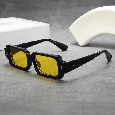 Ins Popular Fashion Square Rivets Men Sunglasses Vintage Punk Gradient Women Trending Yellow Lens Sun Glasses Shades