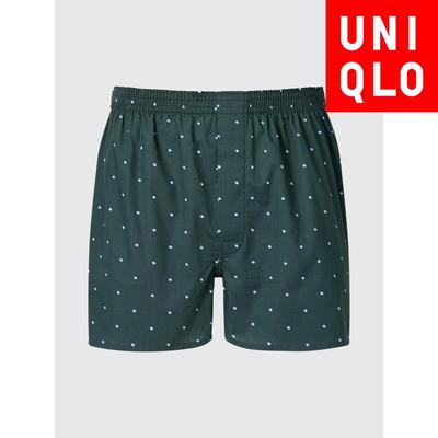 Relaxed Fit Patterned Cotton Blend Trunks with Front Opening