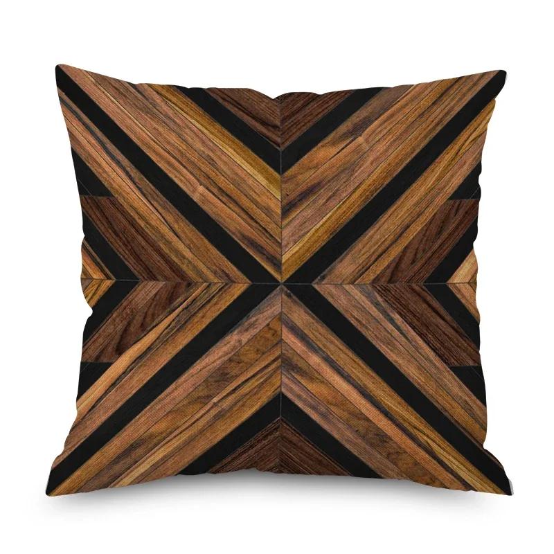 Home Decor Nordic Christmas Brown Geometric Ornament Pillowcase Sofa Chair Printed Car Cushion Cover funda de almohada