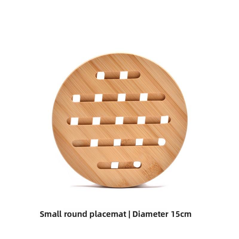 1 Pc Round Bamboo Kitchen Heat Insulation Pads 19.5/15CM Natural Bamboo Mat for Hot Dishes/Pot/Bowl/Teapot/Hot Pot Holders