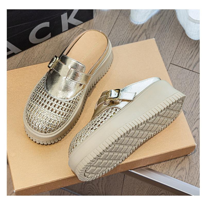 Slippers women's summer wear fashionable versatile sandals women's hole shoes 6cm thick sole heightening bag head half drag