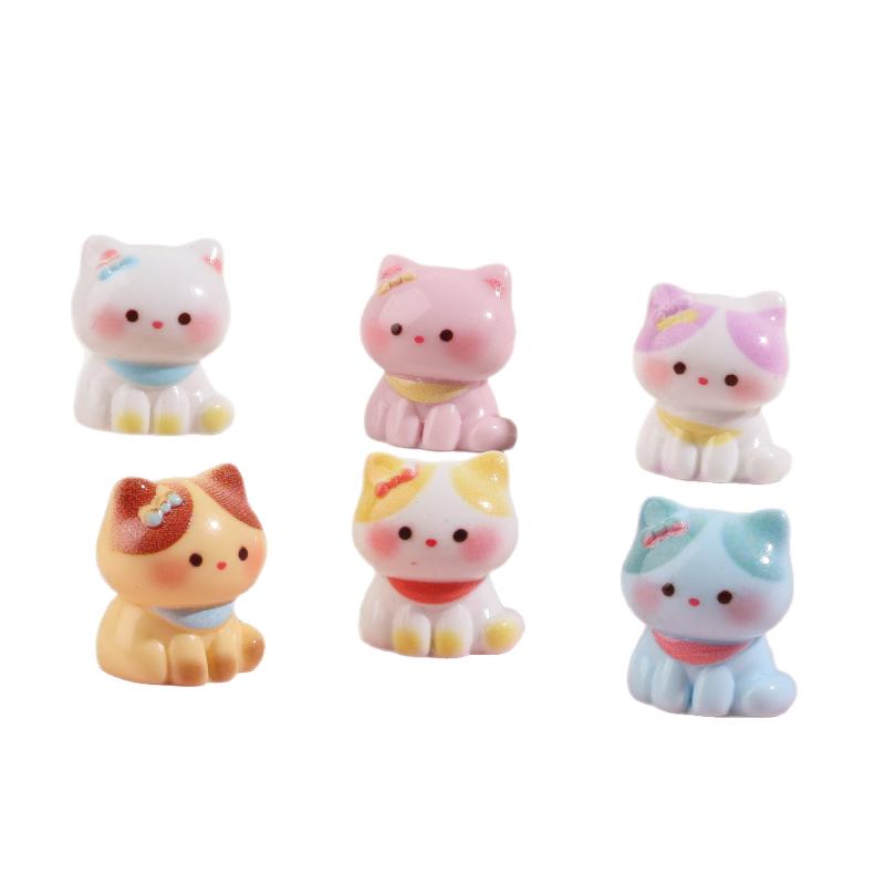 6pcs Mini Cat Figurines Tiny Resin Crafts Ornaments for Fairy Garden Micro Landscape DIY Desk Decor Gifts