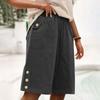 Bermuda Shorts For Women Wide Leg Linen Knee Length Summer Casual Long Shorts Loose High Waisted Short With Pockets
