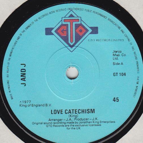 7-дюймовая пластинка J J Love Catechism GT104 GTO 1977 UK Pop Б/у