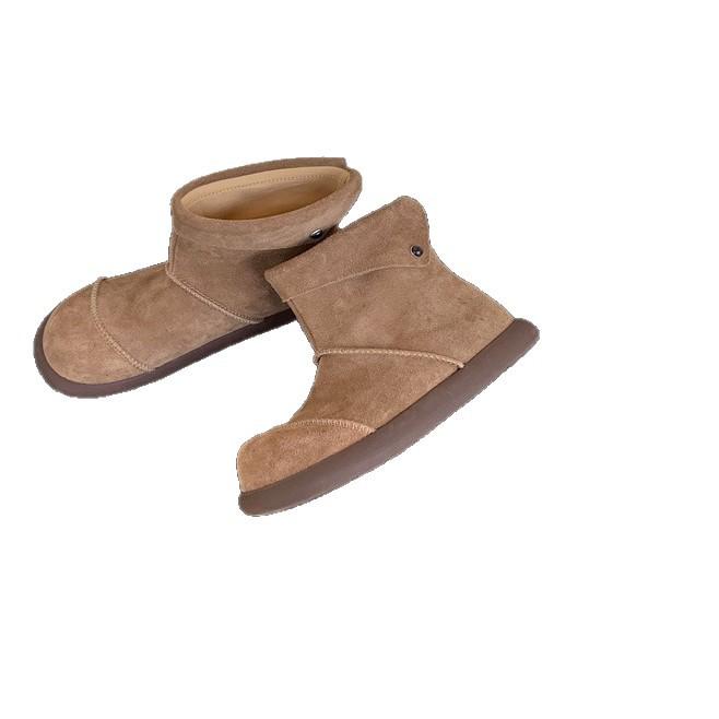 2025 Winter Snow Boots Leather Boots Inner Height Increasing Splicing Short Boots Martin Boots Frosted Leather and Naked Boots