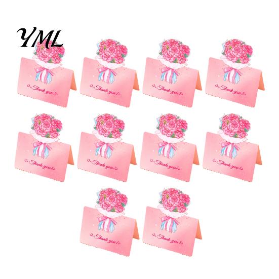 Foldable Note Cards 10Pcs 3D Bouquet Greeting Card, Thank You Best Wishes Card Folding Floral for Mother's Day Father's Birthday