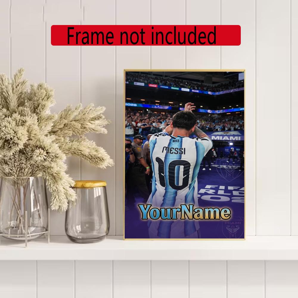 Messi Customize Your Name Diamond Painting Round Diamond Diy Frameless Holiday Artwork Suitable For Home Office Wall Decoration