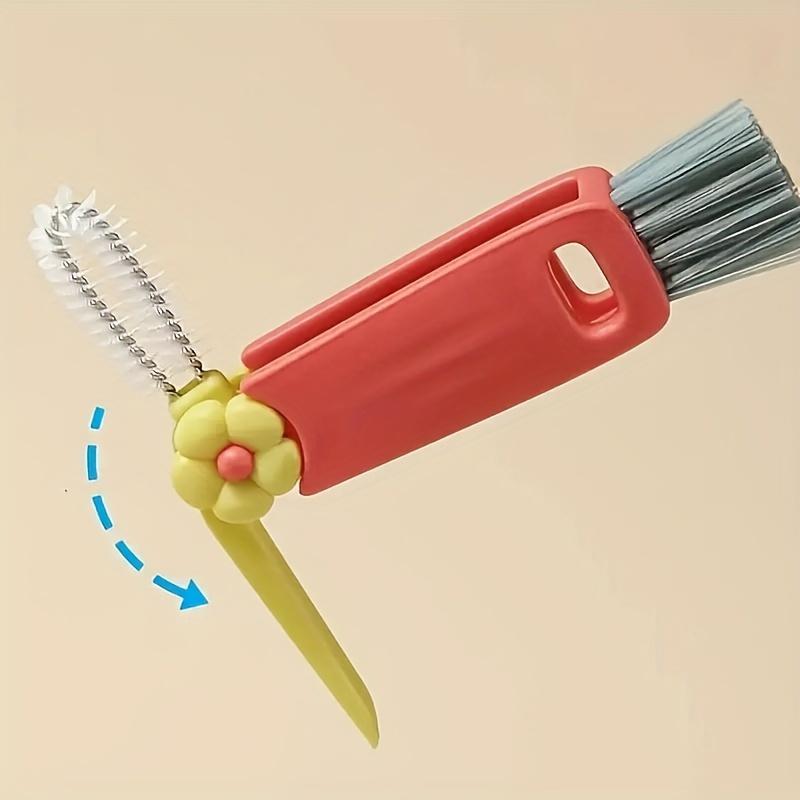 1 pièce Brosse de nettoyage 3-en-1 multifonctionnelle pour couvercle de tasse et interstices - Éponge à poils doux pour cuisine et salle de bain, Outil ménager portable, Conception à suspendre