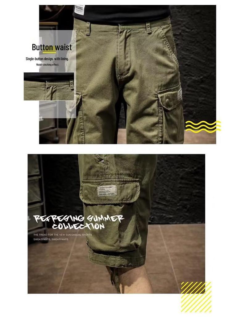 Men's Heavy Retro Mid-Length Casual Workwear Shorts by American Fashion Brand