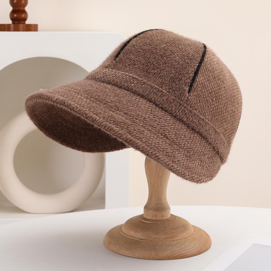 New autumn and winter bucket hat women's casual British versatile face small plain warm elegant basin hat cap