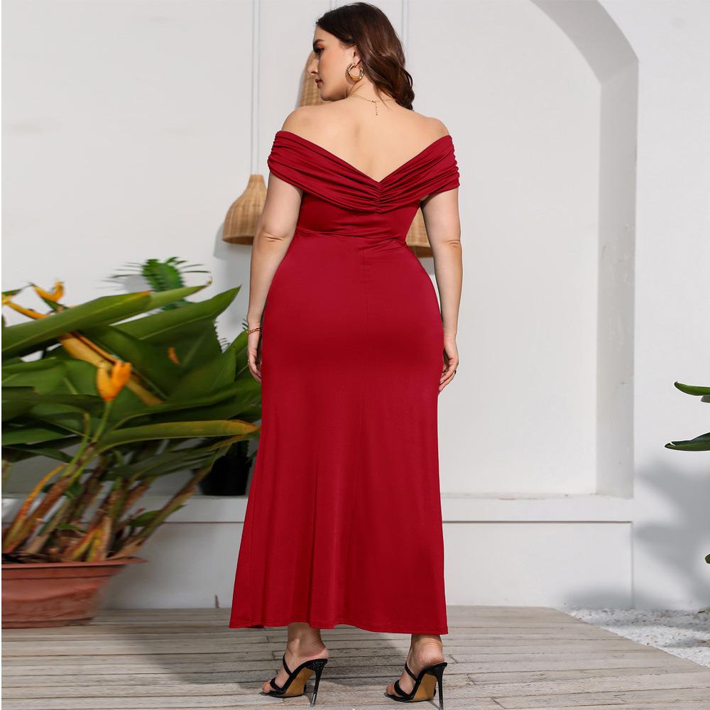 Letní dámské šaty velké velikosti bez ramínek Temperamentní francouzské dlouhé šaty