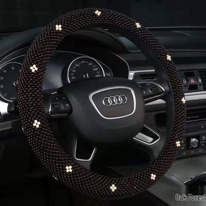 Golden Bead Wooden Bead Series Handwoven Non-slip Steering Wheel Cover