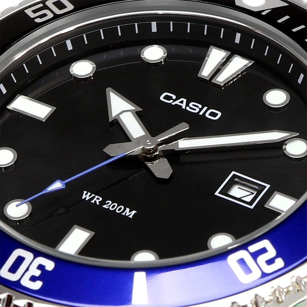 Casio Standard Analog Sports 20 ATM Water Resistant Watch Black X Blue Bezel Urethane Band Original Box Included Overseas Model [Casio] MDV-107-1A2V