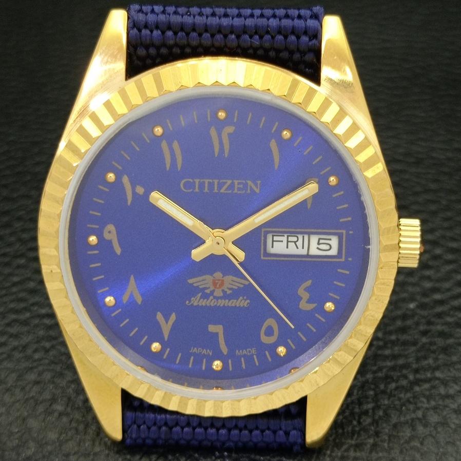 RENOVOVANÉ JAPONSKÉ CITIZEN AUTOMATIC 8200 PÁNSKÉ ARABICKÉ HODINKY S BLUE CIFERNÍKEM a427234-2