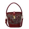Handbag Women's 2025 Summer New Embroidery Bucket Bag Simple Fashion Messenger Bag