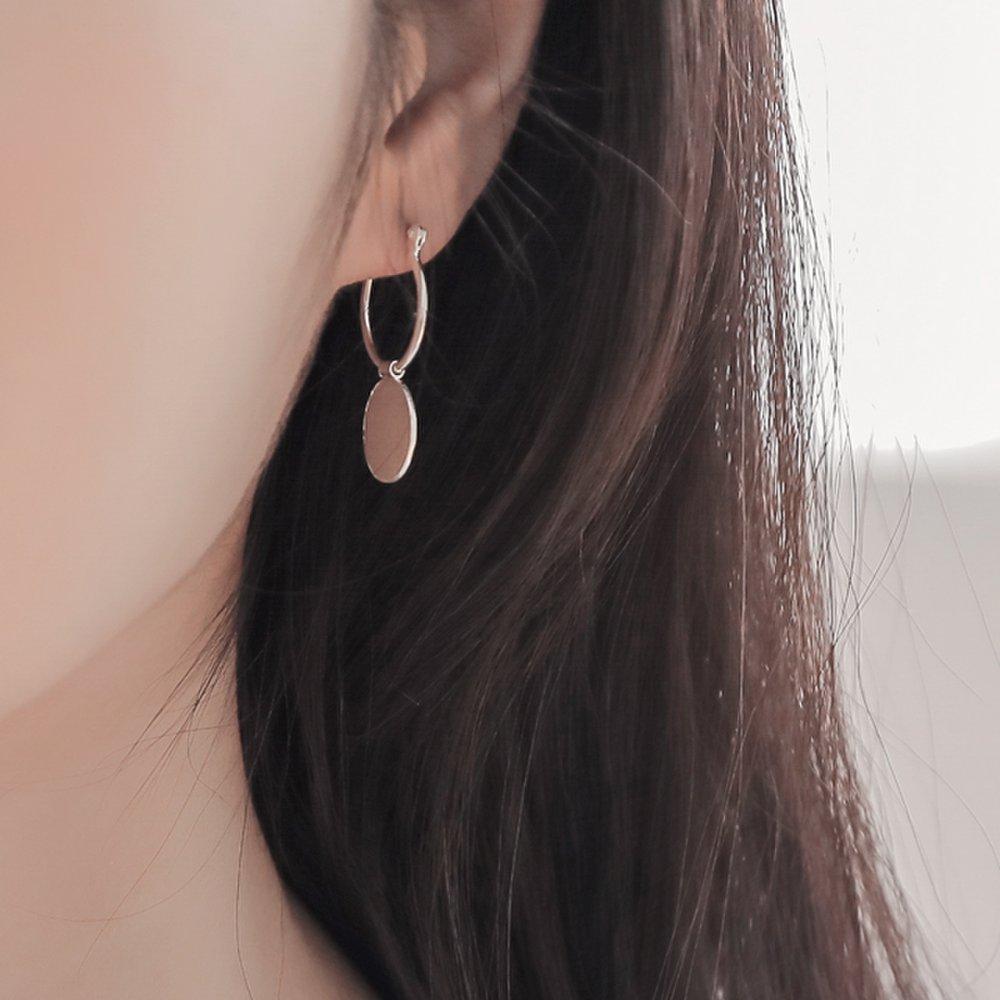 J.Lauren 03M02687 Sujicoin Drop Silver Hoop Earrings
