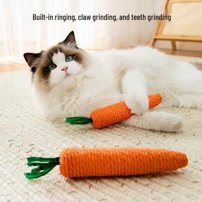 Cat Toy Carrot Wand: Durable Paper Rope for Kittens' Teething, Claw Grinding, and Self-Play Boredom Relief.