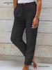 Women's High-Waisted Cotton Linen Casual Pants