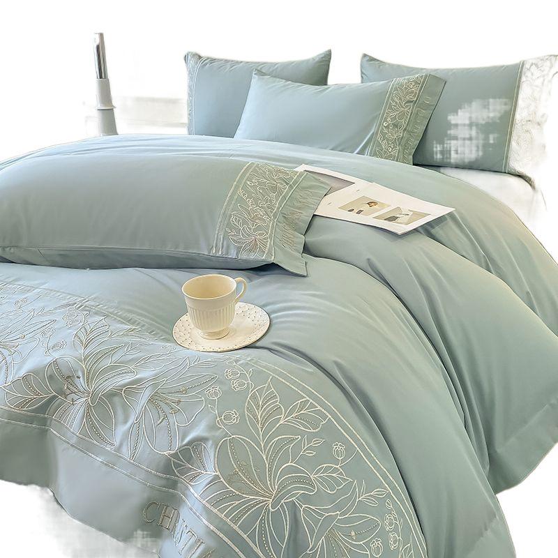 Premium Sense Maternal and Infant Grade Class A 80 Long-staple Cotton 4pcs Quilt Cover Pure Cotton Sheet Light Luxury Embroidery Bedding 4