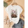 European Size Women'S Casual Floral Print T-Shirt - Soft, Comfortable Round Neck Short Sleeve Tee with Vibrant Wildflower Design