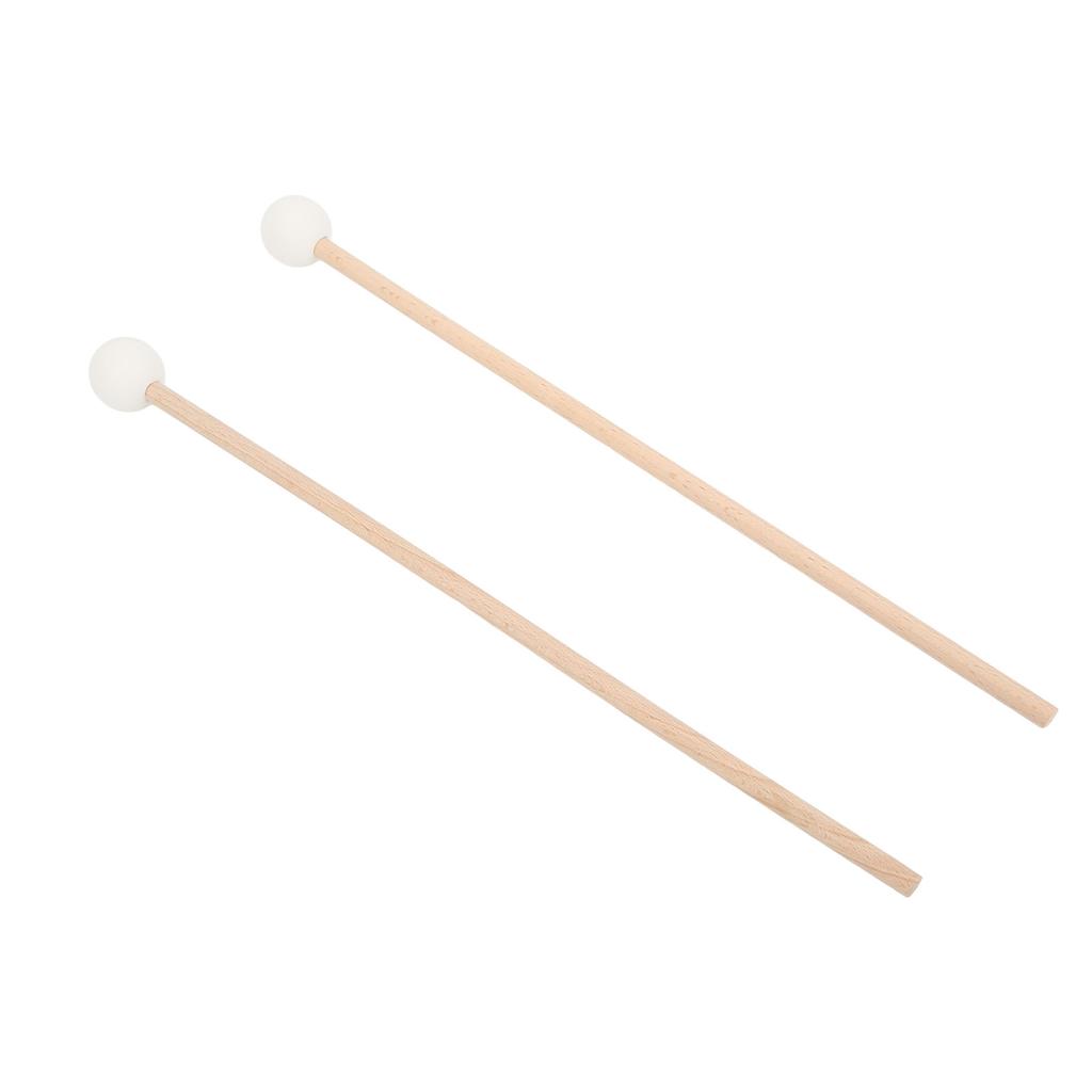 2PCS Bell Mallet Maple Handle Rubber Head Wonderful Sound Quality Xylophone Mallet for Marimba White