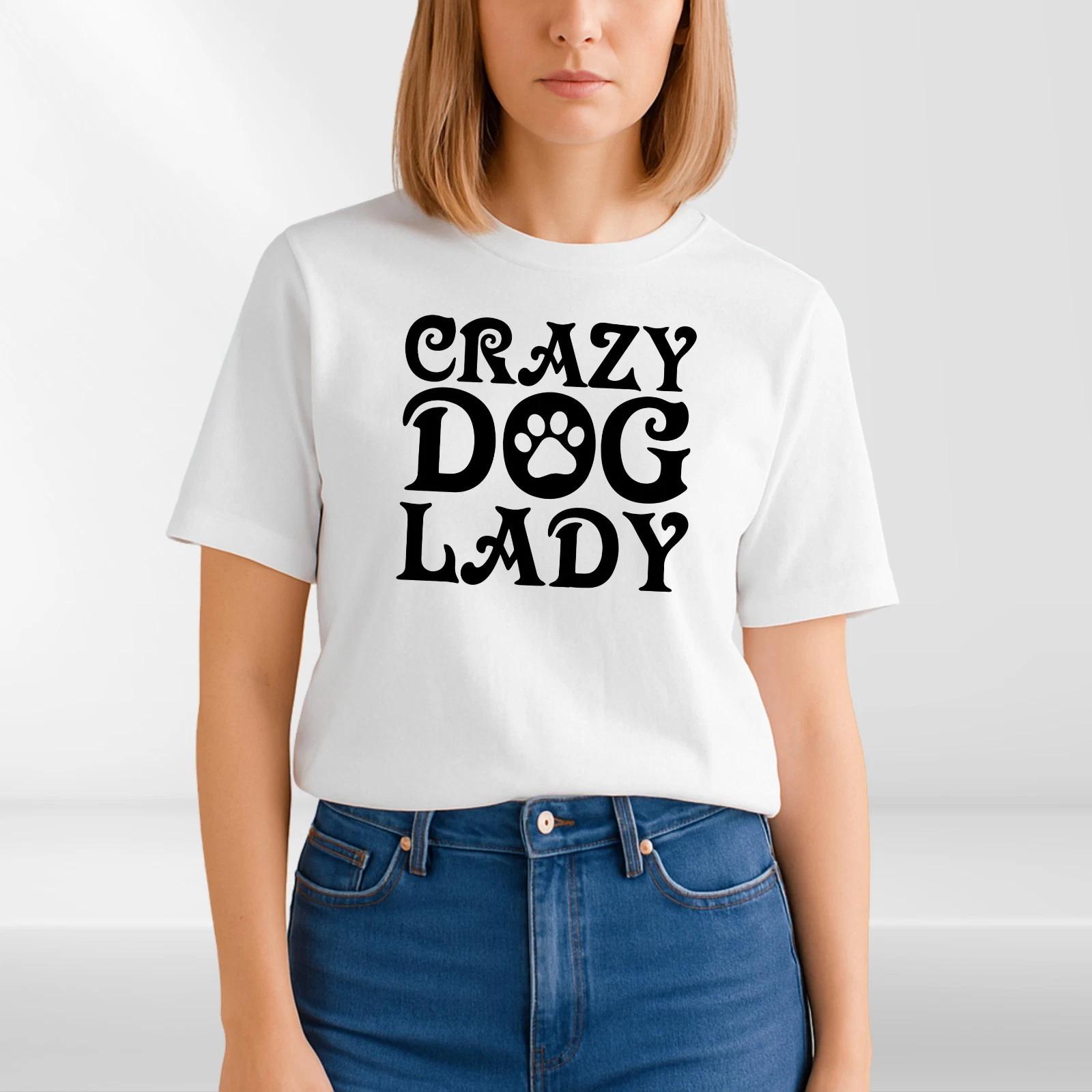 

Crazy Dog Lady Funny Womens T shirt Pet Lover Owner Identity Classic Puppy Gift M
